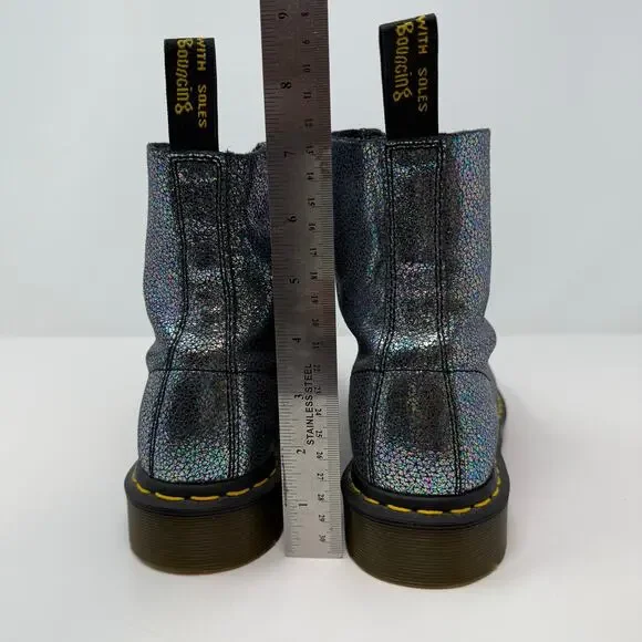 Dr Martens Boots Women's 7 Gray Metallic Iridescent Pascal AW004 SK06S - Picture 8 of 14